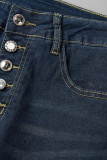Casual Street Solid Buckle Loose Denim Jeans