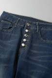 Casual Street Solid Buckle Loose Denim Jeans