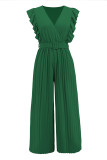 Casual Simplicity Solid With Belt V Neck Regular Jumpsuits