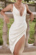 Sexy Simplicity Solid Slit V Neck Irregular Dress Dresses
