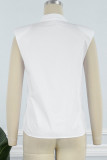Casual Simplicity Solid Solid Color Turndown Collar Tops