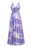 Sexy Vacation Floral Contrast V Neck A Line Dresses