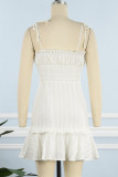 Sexy Simplicity Solid Flounce Solid Color Square Collar Sling Dress Dresses