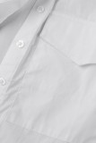 Casual Simplicity Solid Solid Color Turndown Collar Tops