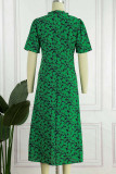 Sweet Simplicity Print Printing O Neck Irregular Dress Dresses