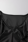 Elegant Solid Flounce V Neck Irregular Dress Dresses