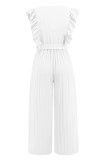 Casual Simplicity Solid With Belt V Neck Regular Jumpsuits