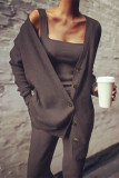 Casual Solid Patchwork Buckle Three Pieces