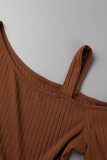 Sexy Simplicity Solid Draw String Solid Color Oblique Collar Wrapped Skirt Dresses