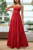 Elegant Simplicity Solid Backless Solid Color Square Collar Sling Dress Dresses