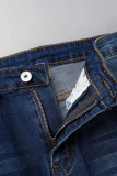 Casual Street Solid Patchwork Buttons Mid Waist Loose Denim Jeans