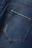 Casual Street Solid Patchwork Buttons Mid Waist Loose Denim Jeans