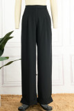 Elegant Solid Pocket Straight High Waist Wide Leg Solid Color Bottoms