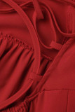Elegant Simplicity Solid Backless Solid Color Square Collar Sling Dress Dresses