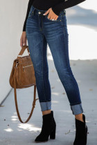 Casual Street Solid Patchwork Buttons Mid Waist Loose Denim Jeans