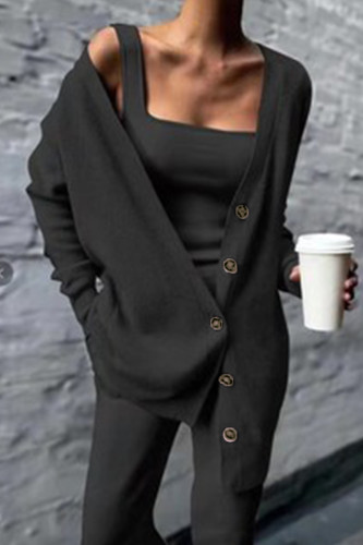 Casual Solid Patchwork Buckle Three Pieces