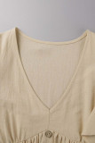 Sweet Simplicity Solid Buckle Solid Color V Neck A Line Dresses