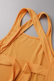 Elegant Solid Backless U Neck A Line Dresses