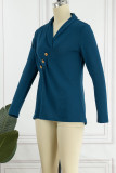 Casual Solid Buttons V Neck Tops