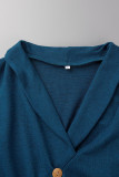 Casual Solid Buttons V Neck Tops