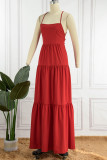 Elegant Simplicity Solid Backless Solid Color Square Collar Sling Dress Dresses