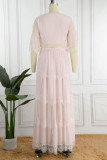 Elegant Solid Lace V Neck Cake Skirt Dresses
