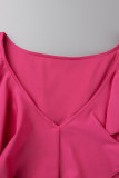Elegant Solid Flounce V Neck Irregular Dress Dresses