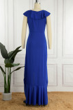 Elegant Solid Flounce V Neck Irregular Dress Dresses