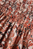 Sweet Elegant Print Patchwork Backless U Neck A Line Dresses