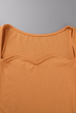 Elegant Solid Solid Color Square Collar Wrapped Skirt Dresses