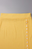 Elegant Solid Patchwork Buckle Slit Regular High Waist Solid Color Bottoms