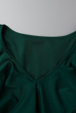 Elegant Solid Flounce V Neck Irregular Dress Dresses