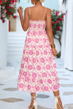 Bohemian Print Patchwork U Neck A Line Dresses