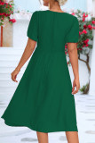 Sweet Elegant Solid Solid Color V Neck A Line Short Sleeve Dress