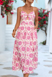 Bohemian Print Patchwork U Neck A Line Dresses