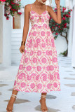 Bohemian Print Patchwork U Neck A Line Dresses