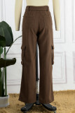 Street Solid Patchwork Pocket Loose Straight Patchwork Bottoms