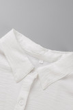 Casual Solid Patchwork Buckle Turndown Collar Long Sleeve Two Pieces