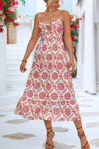 Bohemian Print Patchwork U Neck A Line Dresses