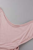 Sexy Solid Bandage Hollowed Out Oblique Collar Wrapped Skirt Dresses