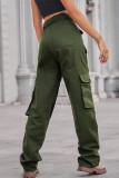 Street Solid Patchwork Pocket Loose Straight Patchwork Bottoms