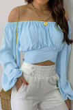 Sexy Street Solid Bandage Patchwork Off the Shoulder Tops
