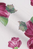 Sweet Elegant Print Bandage Patchwork Off the Shoulder Tops