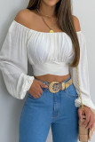 Sexy Street Solid Bandage Patchwork Off the Shoulder Tops