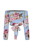 Sweet Elegant Print Bandage Patchwork Off the Shoulder Tops