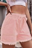Casual Street Solid Pocket Frenulum Straight Mid Waist Solid Color Bottoms
