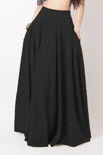 Casual Simplicity Solid Pocket Loose High Waist Type A Solid Color Bottoms