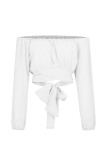 Sexy Street Solid Bandage Patchwork Off the Shoulder Tops