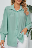 Work Elegant Solid Buttons Turndown Collar Tops