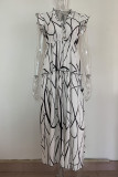 Street Geometric Printing Stringy Selvedge V Neck Irregular Dress Dresses